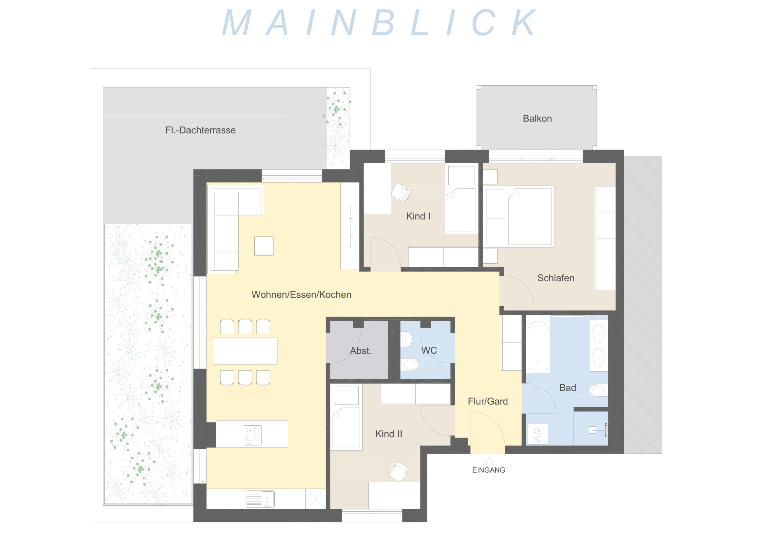Beispielgrundriss 4-Zimmer-Wohnung